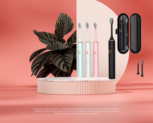 Rechargeable USB Electric Toothbrush with 6 Cleaning Modes 8 Brush Heads Travel Case for Adults Available in 4 Colors