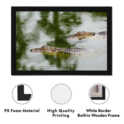 Wildlife Crocodile Wall Art Black Frame Home Decoration-109