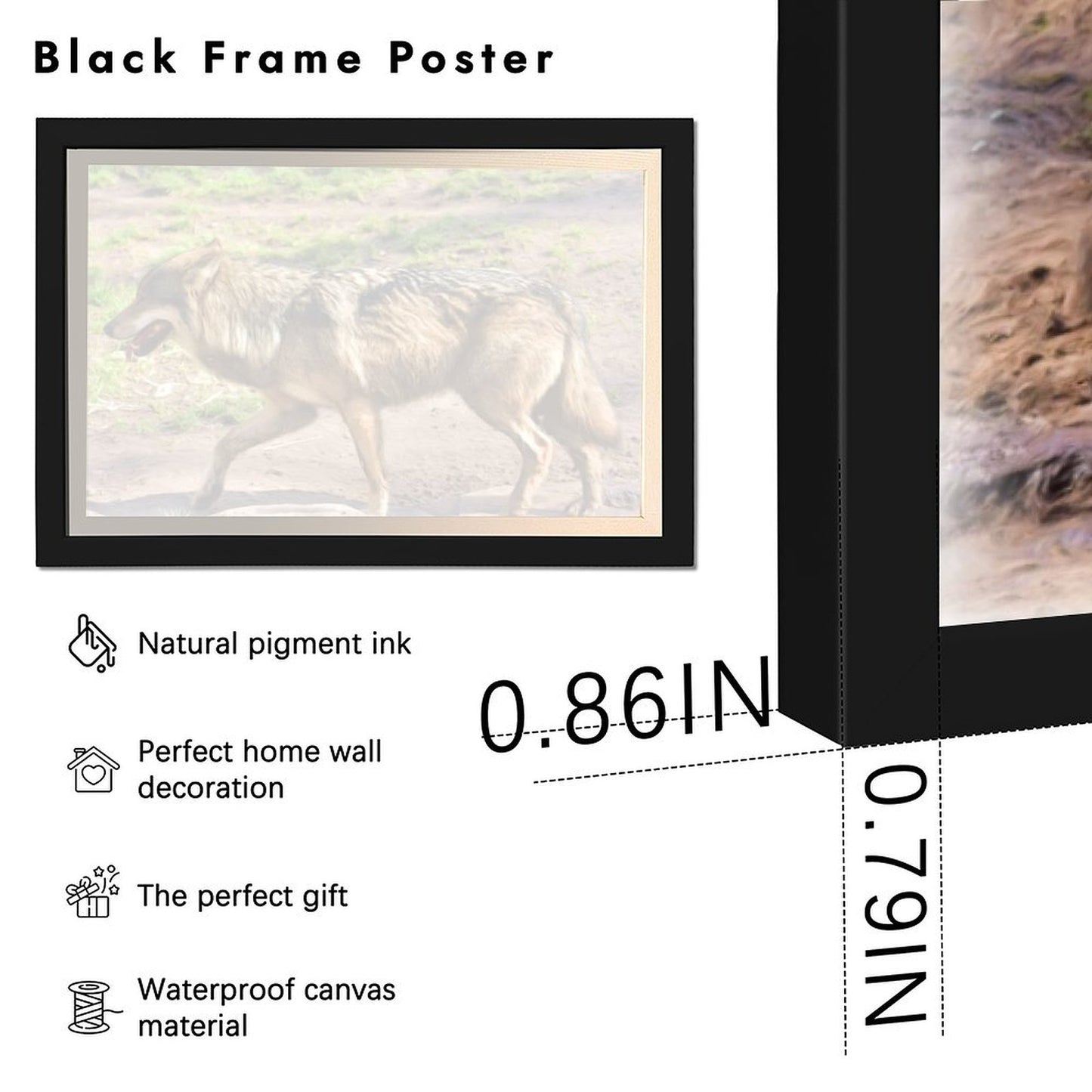 Wolf Pair Canvas Painting Forest Animal Wall Picture-59