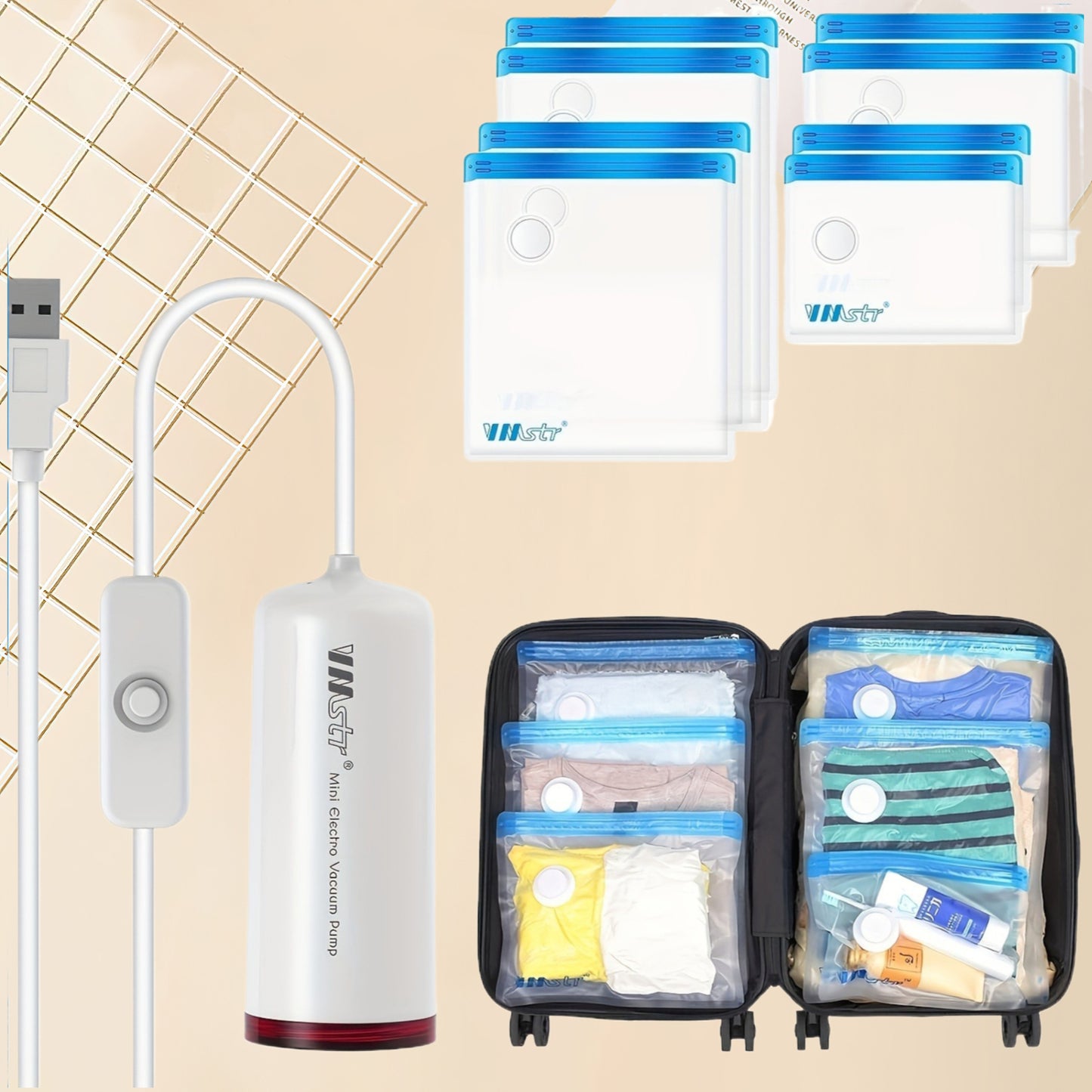 Mini Portable Vacuum Sealer USB Powered for Food Clothes Fresh Ideal for Travel Home