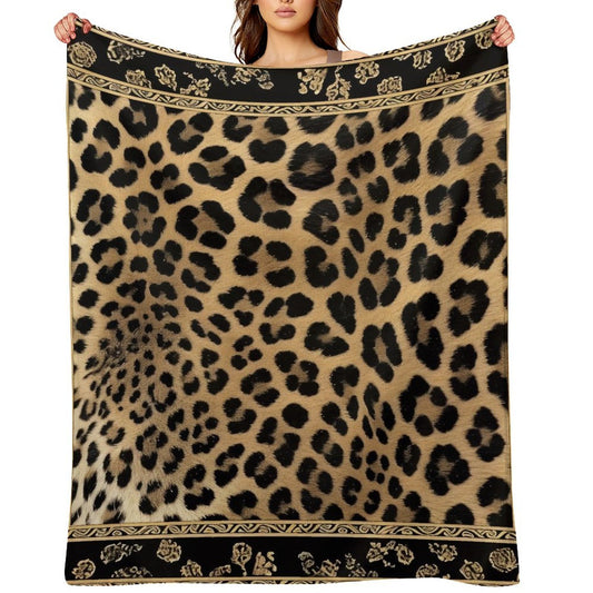 Cozy Anti-Pilling Flannel Throw Gold Leopard