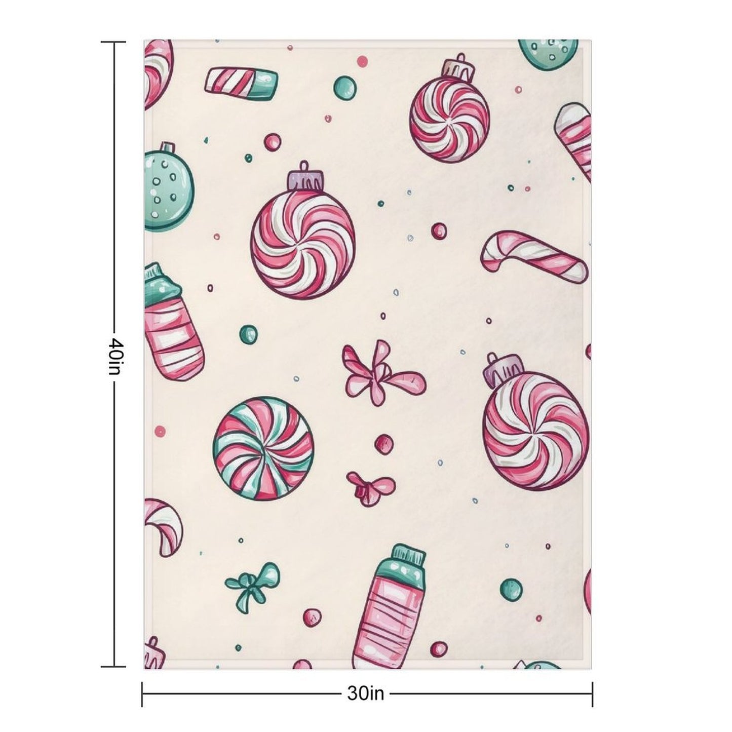 Anti-Pilling Flannel Blanket with Cute Candy and Christmas Pattern