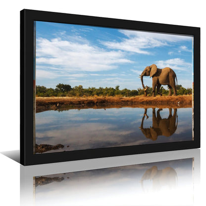 Elephant by the Water Canvas Wall Art – Modern Framed Décor 013