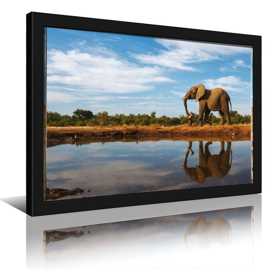Elephant by the Water Canvas Wall Art – Modern Framed Décor 013
