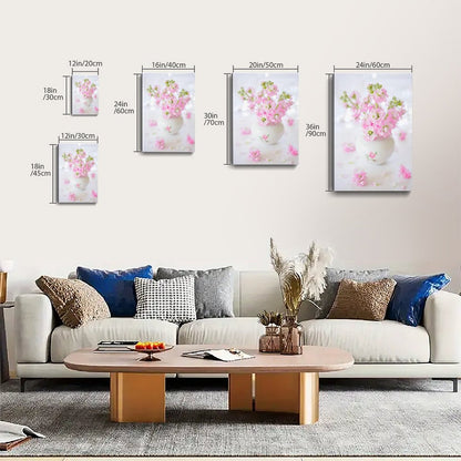 Pink flower paintings relax the interior 19