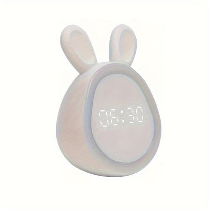 Adorable Rabbit Alarm Clock Small Night Light for Bedroom Living Room Office Decor Smart Student Gift Spring Season