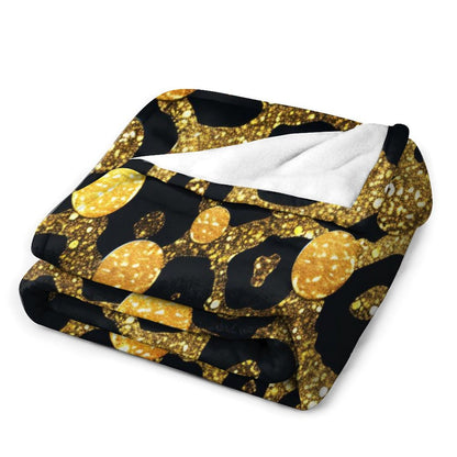 Modern Black and Gold Flannel Throw Home Decor