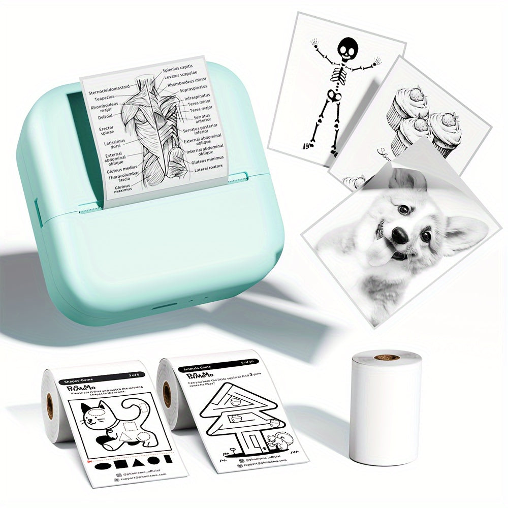 Phomemo M02L Inkless Thermal Printer Sticker Maker for iOS Android Office Documents Printing with Non Adhesive Paper Roll Desk Organization Accessory