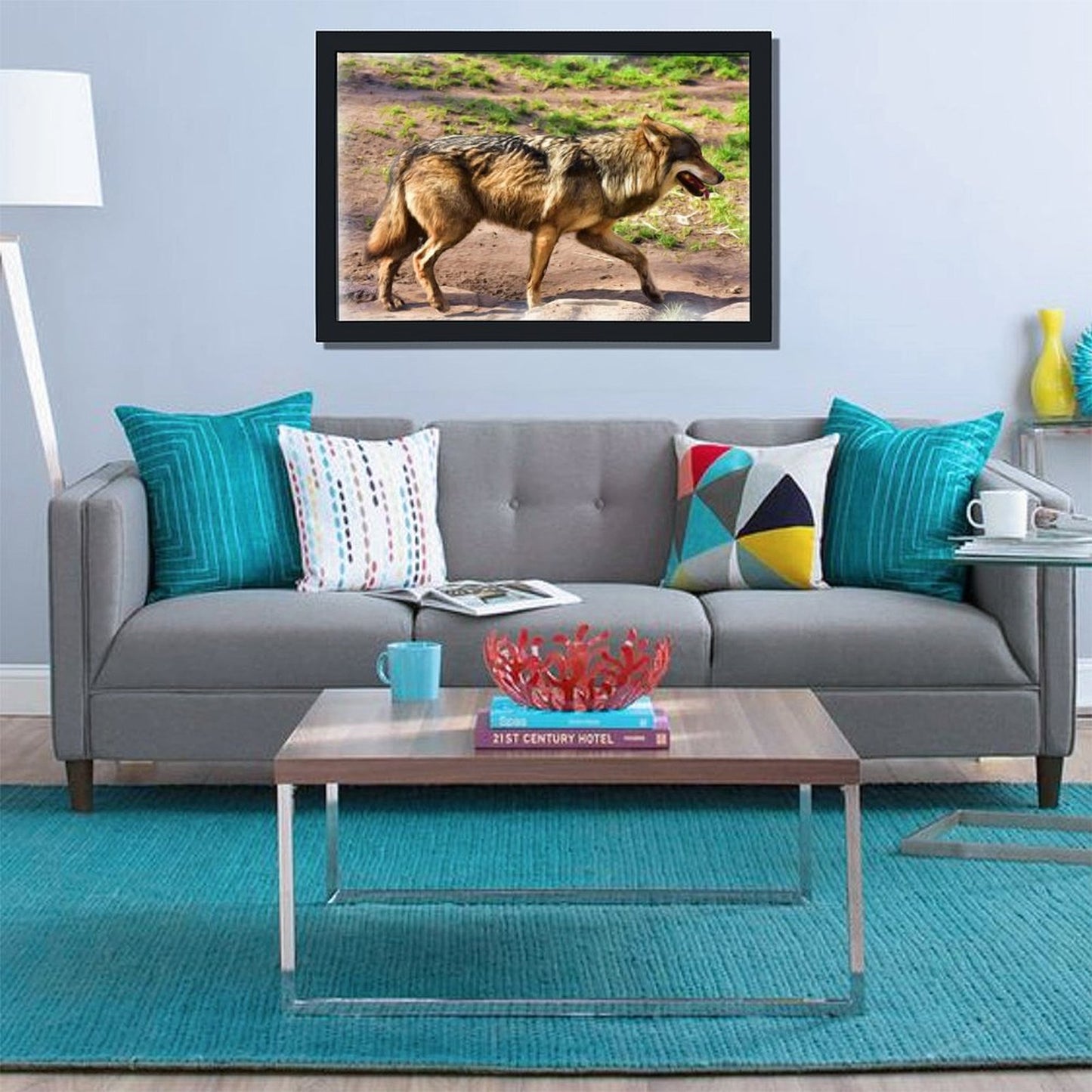 Wolf Pair Canvas Painting Forest Animal Wall Picture-59