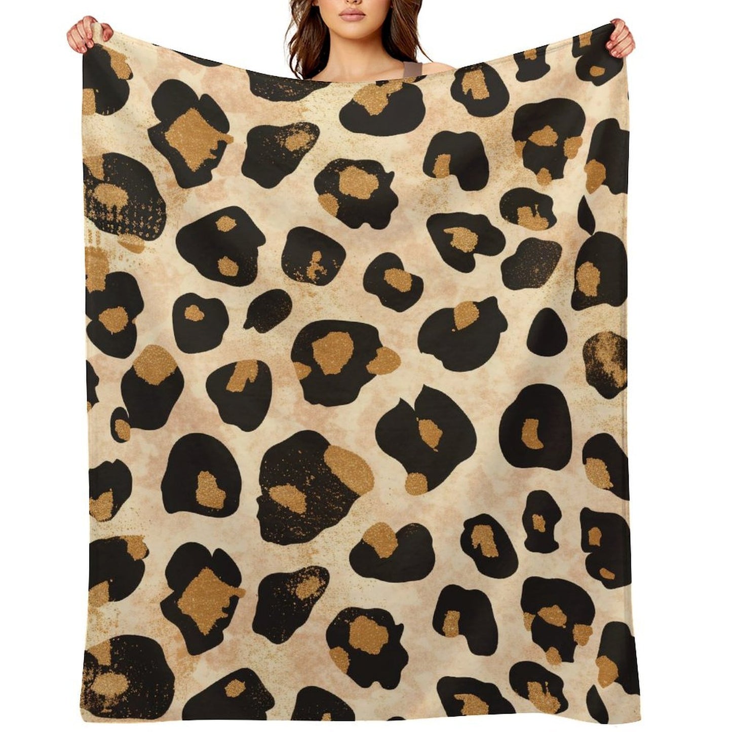 Anti-Pilling Flannel Blanket Beige Leopard Print