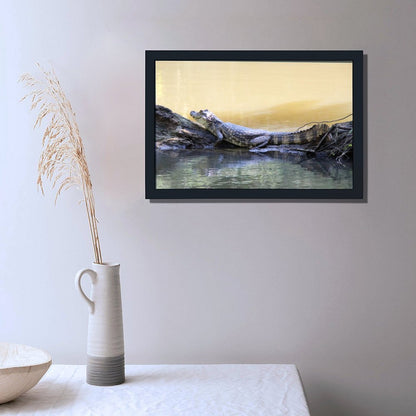 Crocodile Eyes Above Water Canvas Print Wall Artwork-49