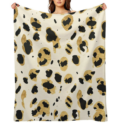 Warm Leopard Pattern Flannel Blanket Home Decor