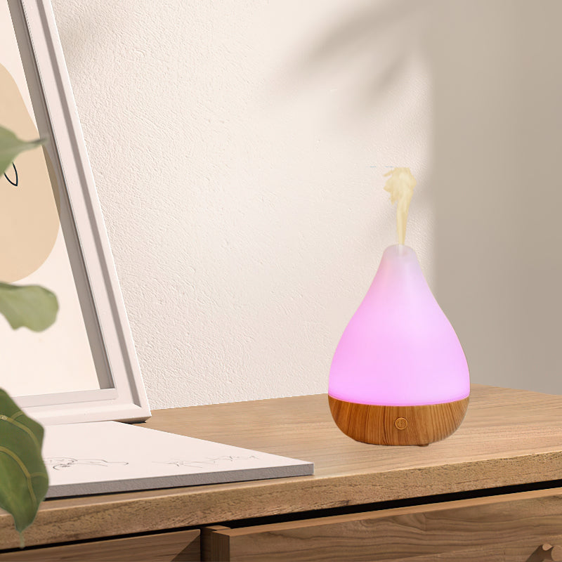 Portable Cool Mist Humidifier with Essential Oil Diffuser Soundwave Technology 7-Color LED Mood Lights Auto Shut-Off USB-Powered Wood Grain Design Digital Display-like Interface Compact Oval for Home Office