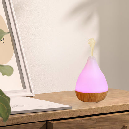 Portable Cool Mist Humidifier with Essential Oil Diffuser Soundwave Technology 7-Color LED Mood Lights Auto Shut-Off USB-Powered Wood Grain Design Digital Display-like Interface Compact Oval for Home Office
