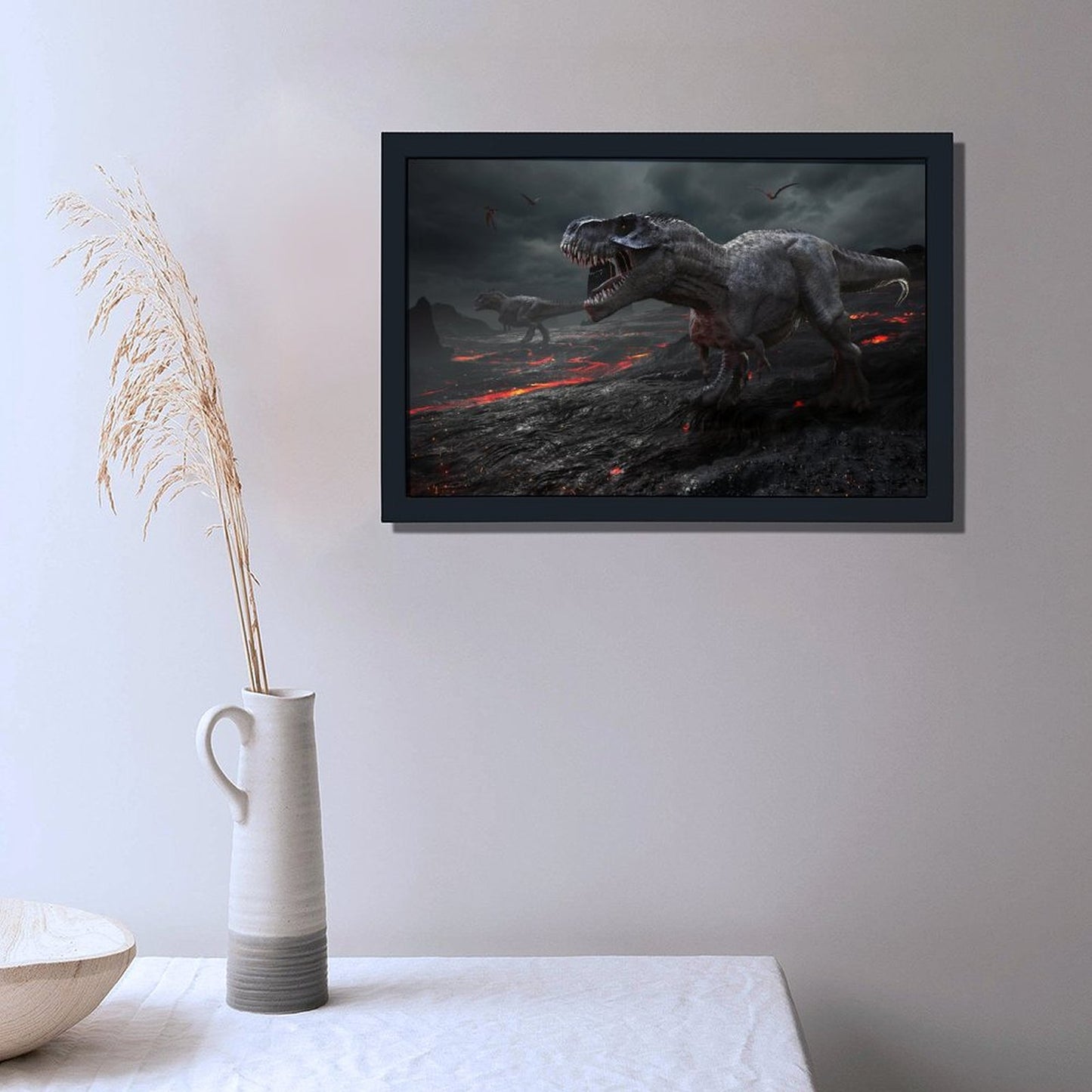 T-Rex Dinosaur Wall Art Framed Canvas Print Decor-07