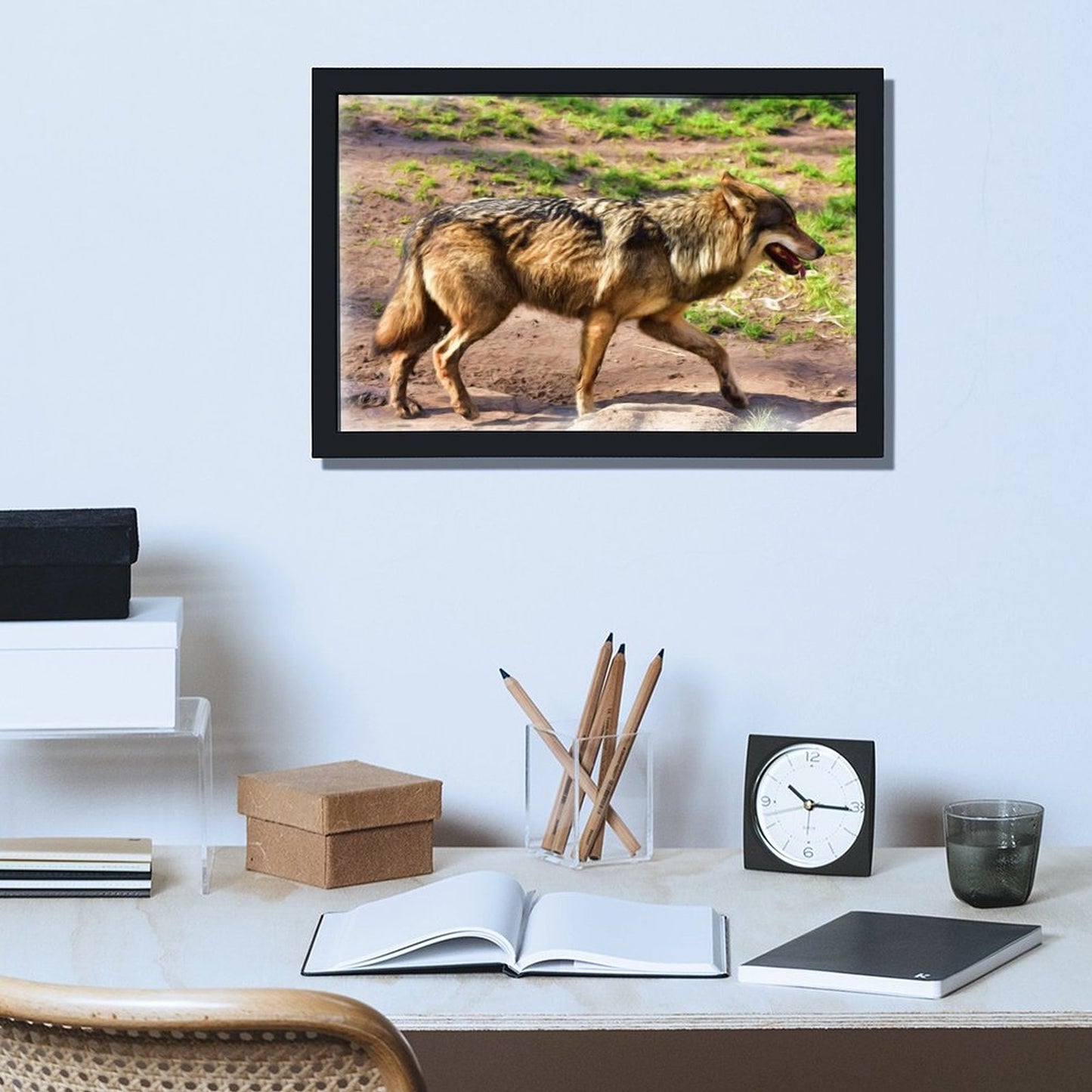 Wolf Pair Canvas Painting Forest Animal Wall Picture-59