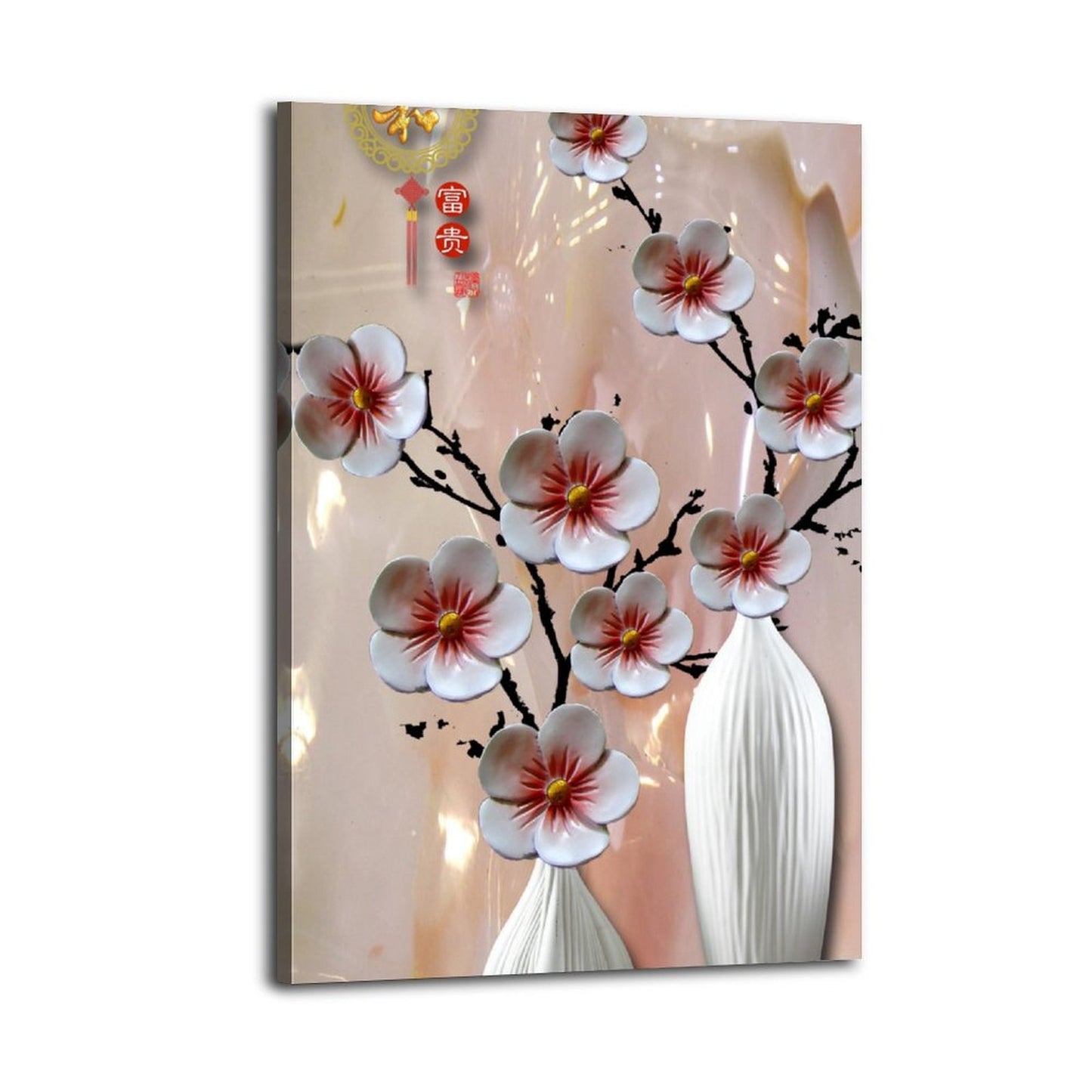 Beautiful plum blossoms are in full bloom on the wall as decoration for the painter's home 16