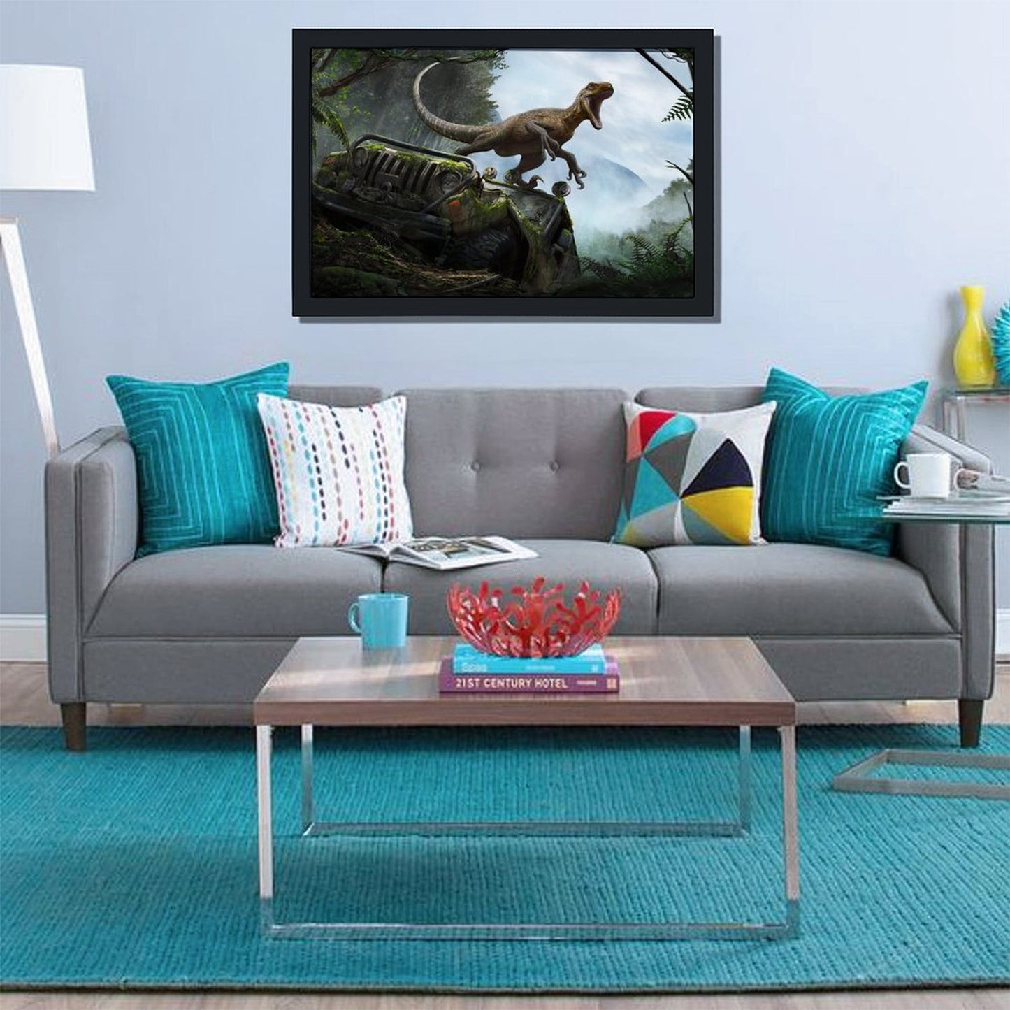 Realistic T-Rex Wall Art Framed Canvas Painting-04