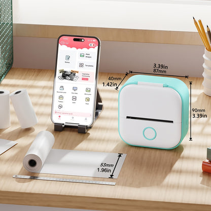 Mini Pocket Printer Phomemo T02 Wireless Label Maker with Sticker Paper Thermal Paper Compatible iPhone iPad Android Doodle Dash Notes Memo