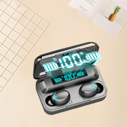 Wireless Earbuds with 9D HiFi Sound Noise Cancelling LED Display USB-C Fast Charging Touch Control Open-Back Design for Sports TV Phones Modern Headphones