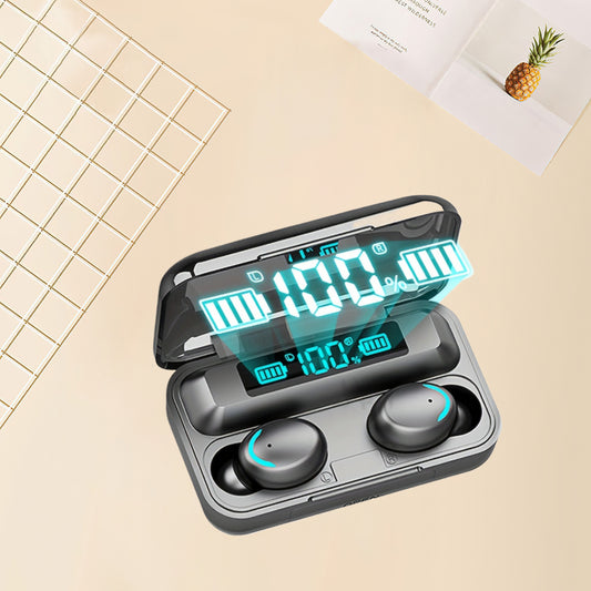 Wireless Earbuds with 9D HiFi Sound Noise Cancelling LED Display USB-C Fast Charging Touch Control Open-Back Design for Sports TV Phones Modern Headphones