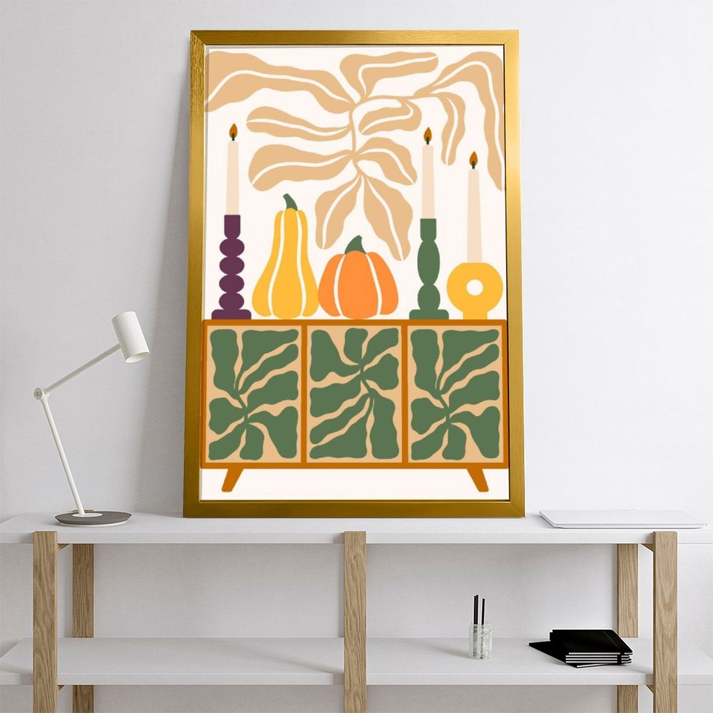 Pumpkin and Leaf Canvas Art with Acrylic Cover 41