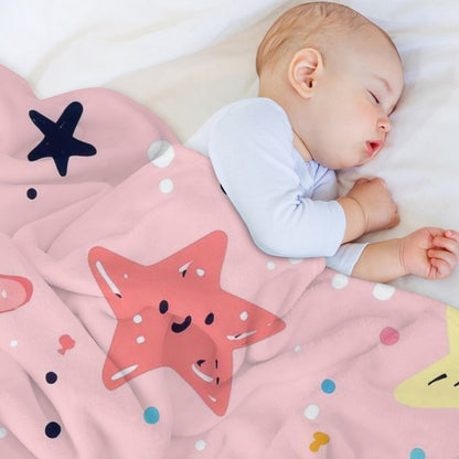 Soft Anti-Pilling Flannel Blanket with Cute Starfish Pattern Design