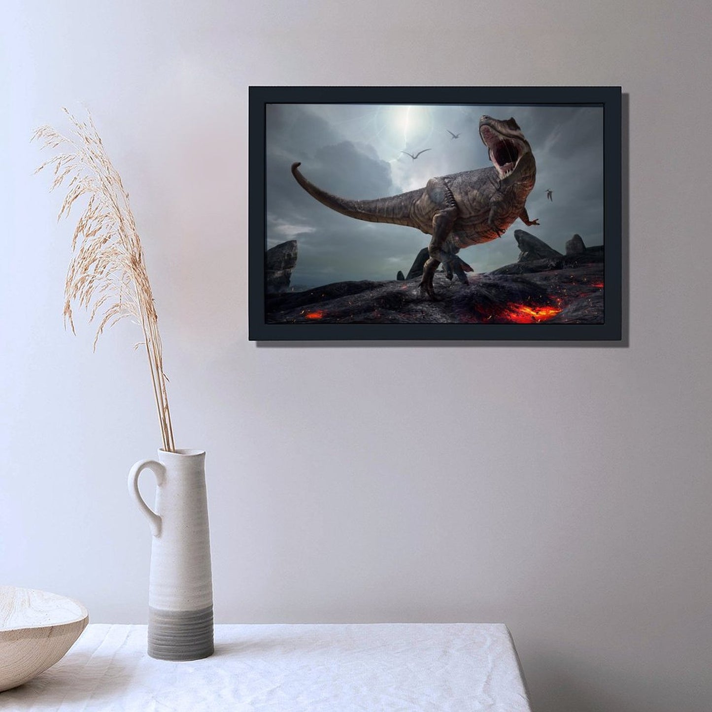 Dinosaur Volcano Scene Canvas Wall Art for Home-6