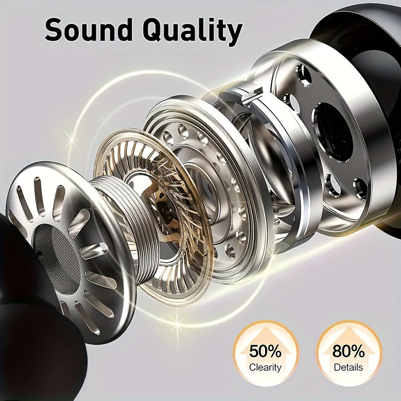 Wireless Sports Earbuds with Earhooks Active Noise Cancelling Dual-LED Display Pure Bass Built-in Microphone for Running