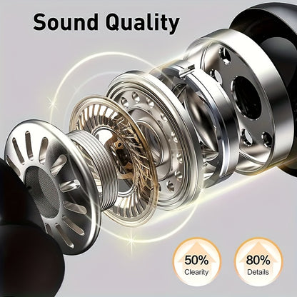 Wireless Sports Earbuds with Earhooks Active Noise Cancelling Dual-LED Display Pure Bass Built-in Microphone for Running