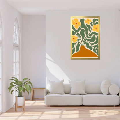 Abstract yellow flower canvas art mural 5