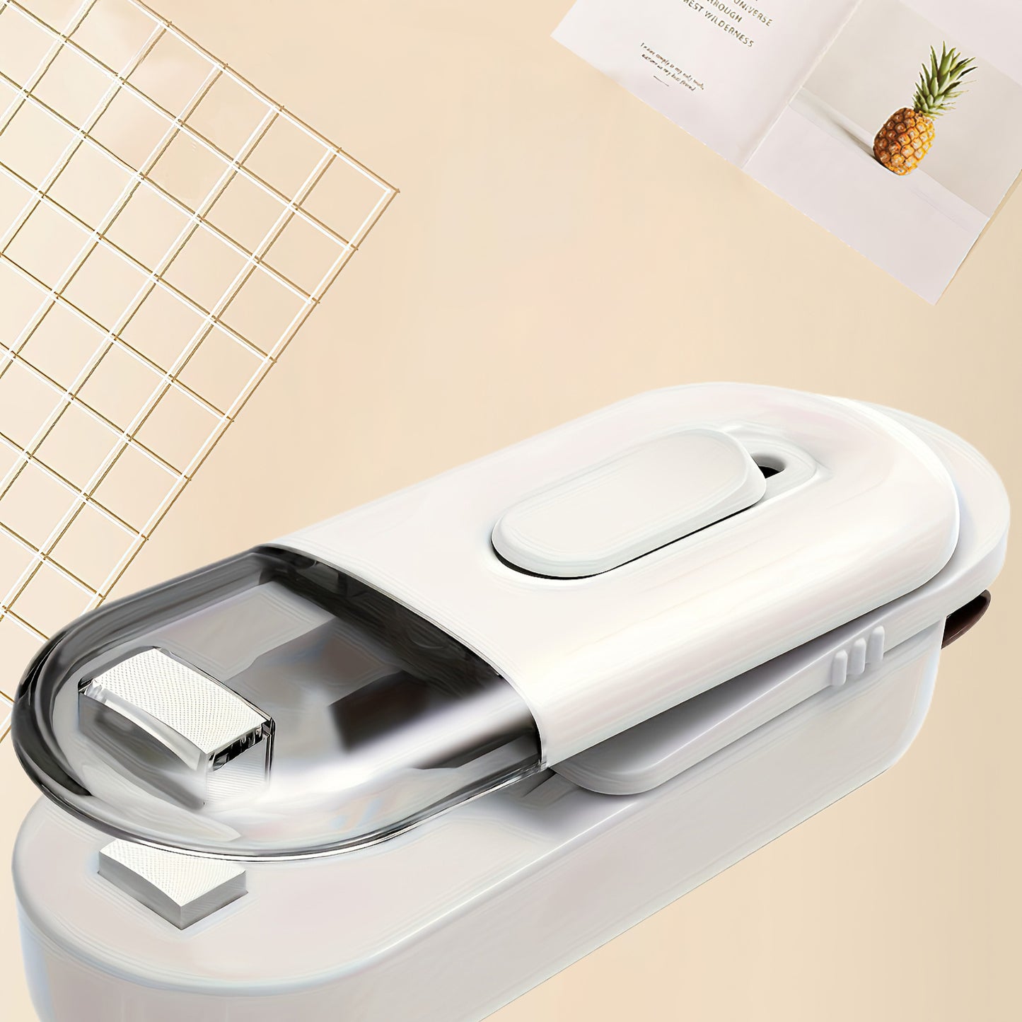 Black Mini Bag Sealer 2in1 Heat Sealing and Cutting Machine Portable Vacuum Welder for Food Storage Plastic Bags