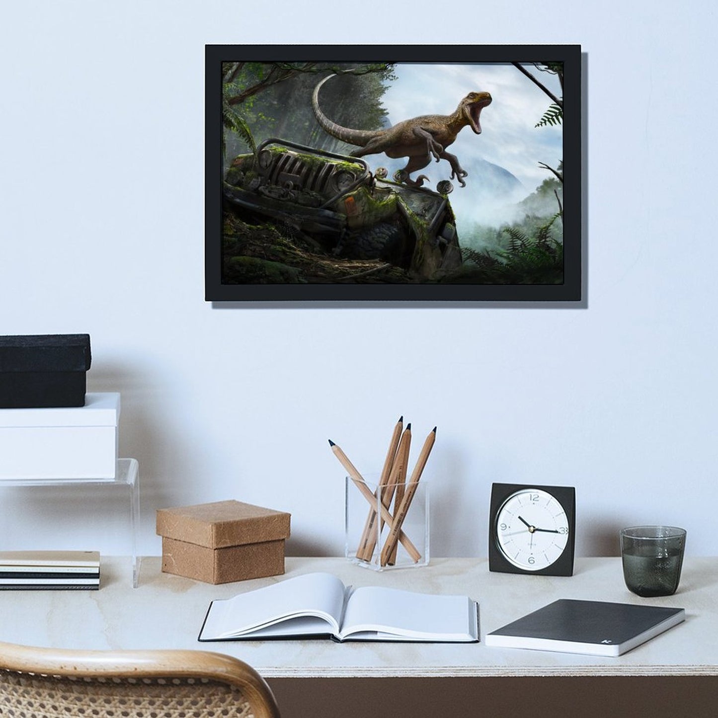 Realistic T-Rex Wall Art Framed Canvas Painting-04