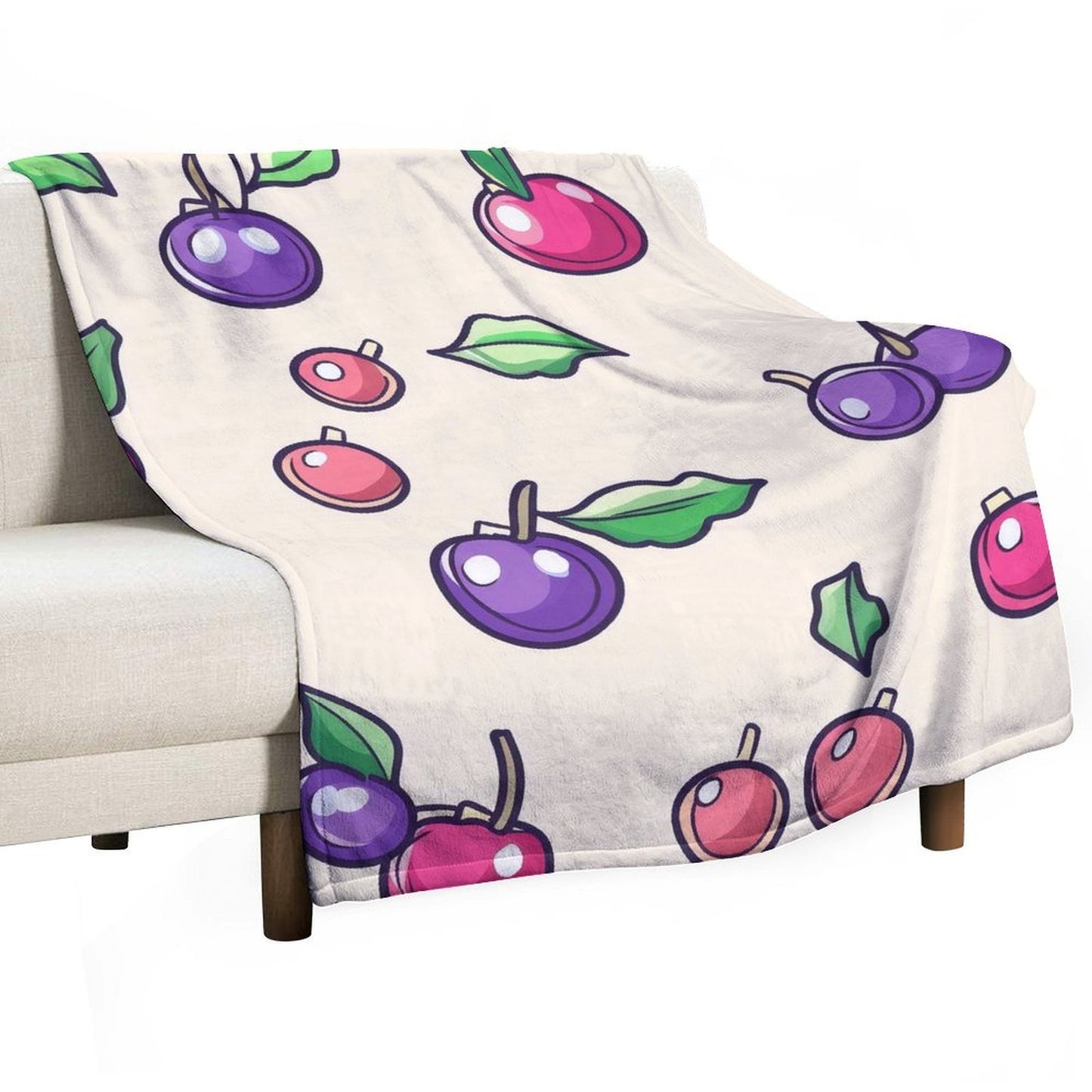 Anti-Pilling Flannel Blanket with Cute Cartoon Fruit Pattern Design