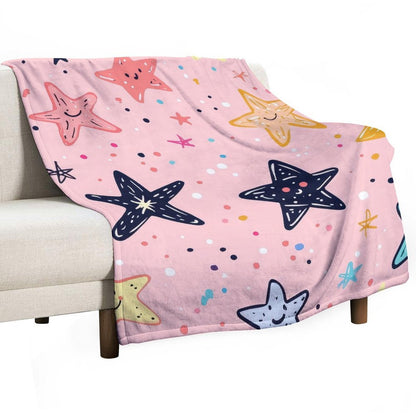Soft Anti-Pilling Flannel Blanket with Cute Starfish Pattern Design