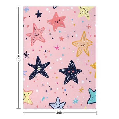 Soft Anti-Pilling Flannel Blanket with Cute Starfish Pattern Design