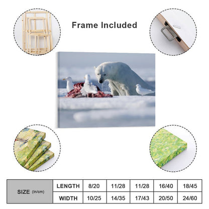 Arctic Polar Bear and Seagulls on Ice Canvas Wall Art/09