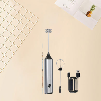 3 Speed Electric Milk Frother Handheld Foam Maker Stainless Steel Blender with Built-in Mixing Heads for Coffee Latte Halloween Gifts