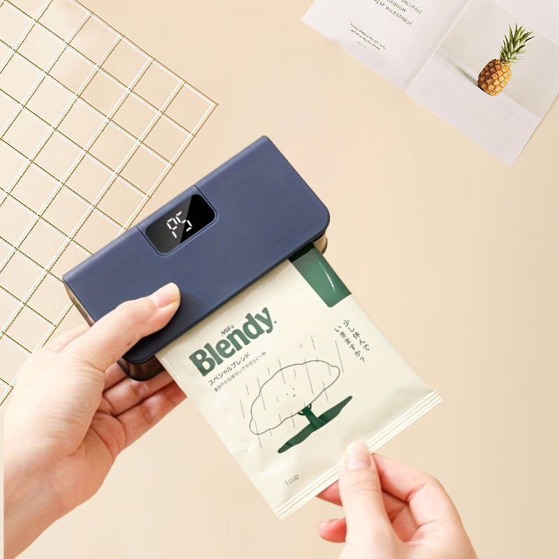 Portable Digital Sealing Machine with Sensor Compact Kitchen Sealer for Food Storage Snack Packaging Plastic Bags Vacuum Sealing Powered Digital Display One-Touch Operation