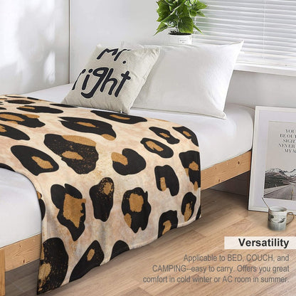 Anti-Pilling Flannel Blanket Beige Leopard Print