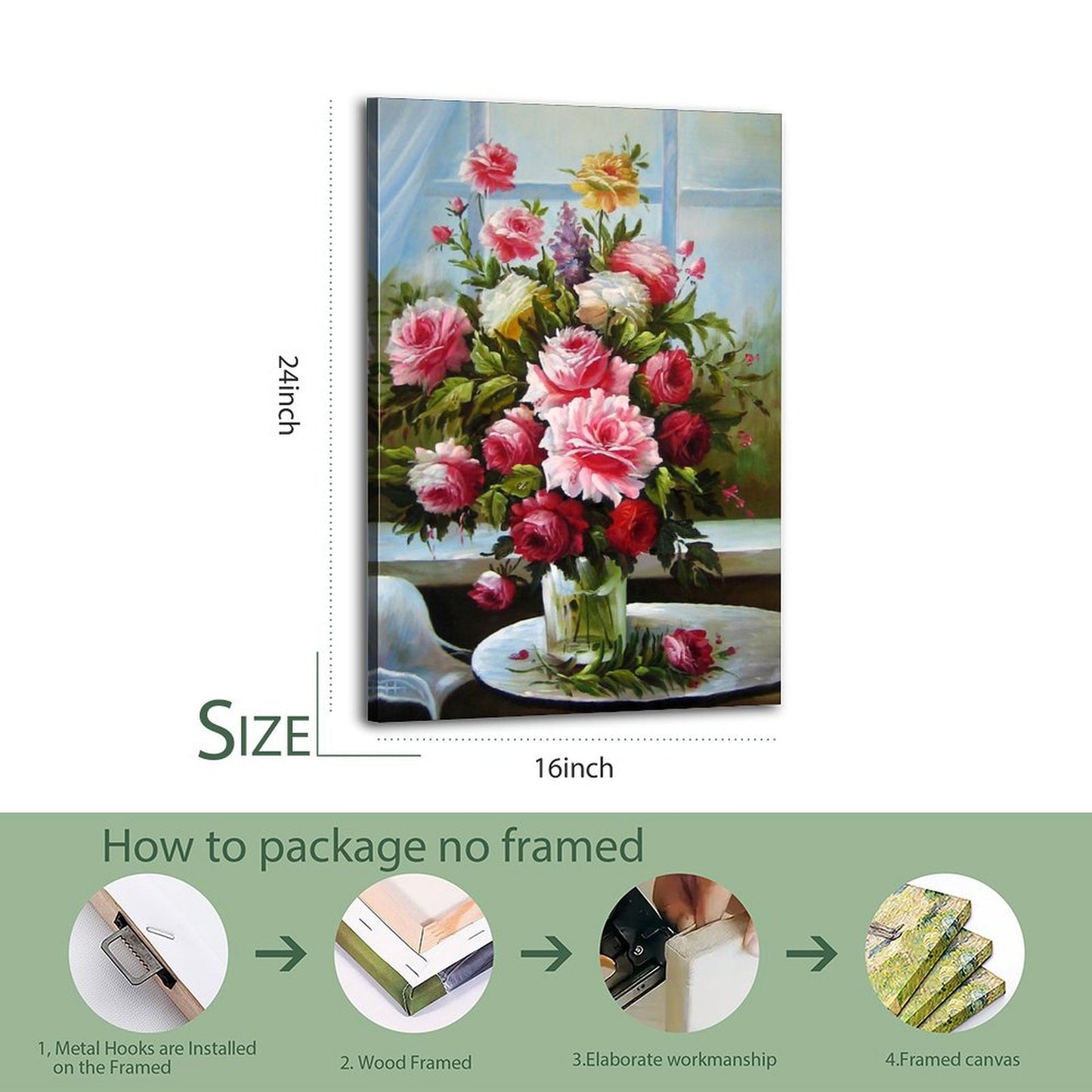 Vintage Floral Wall Art Bouquet Canvas Painting 34