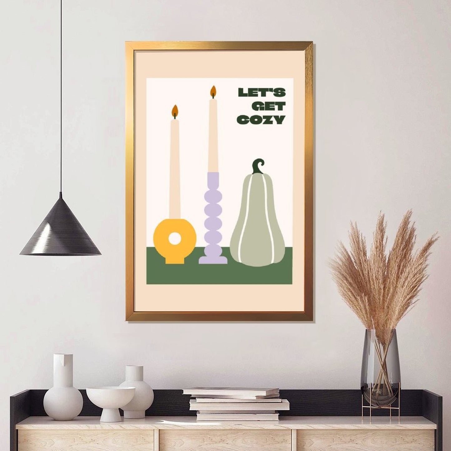 Let's Get Cozy Autumn Candle Art Print – Minimalist Fall Decor- 24