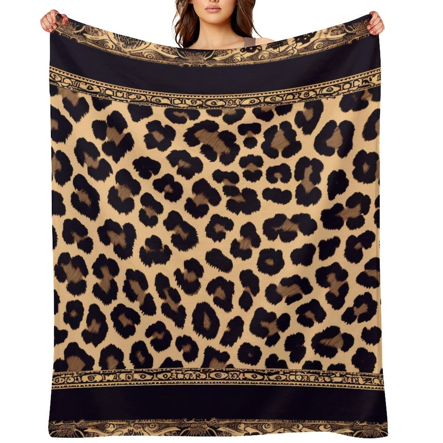 Modern Flannel Throw Blanket Leopard Aesthetic