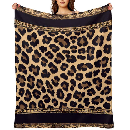 Modern Flannel Throw Blanket Leopard Aesthetic