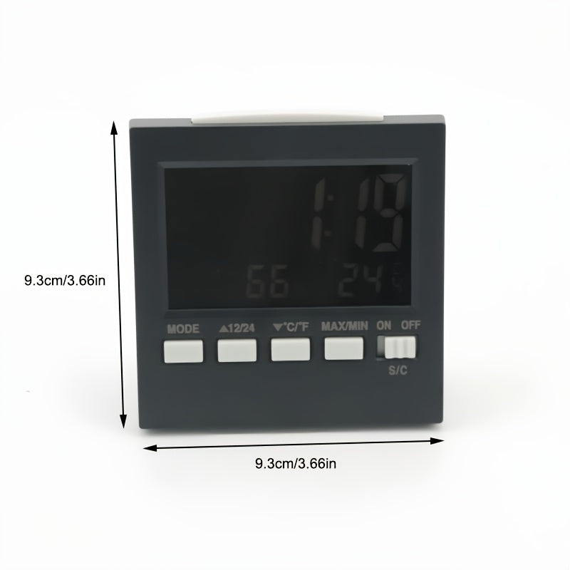 LCD Weather Forecast Station Indoor Temperature Humidity Monitor with Alarm Clock Calendar Battery Powered Sleek Design for Home Office Use