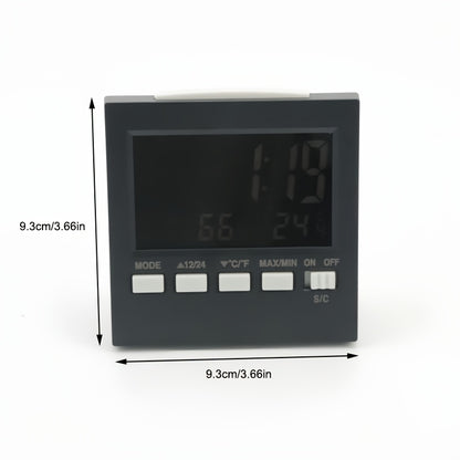 LCD Weather Forecast Station Indoor Temperature Humidity Monitor with Alarm Clock Calendar Battery Powered Sleek Design for Home Office Use