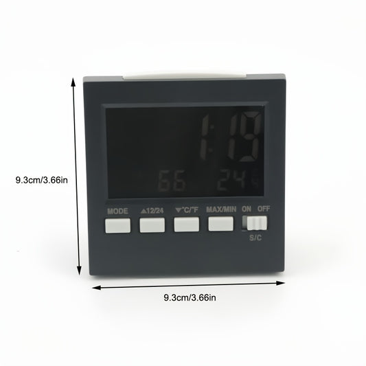 LCD Weather Forecast Station Indoor Temperature Humidity Monitor with Alarm Clock Calendar Battery Powered Sleek Design for Home Office Use