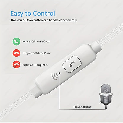 Bass Wired Headphones with Microphone Noise Reduction Stereo Sound In Ear Mixed Color Compatible with 3.5mm Devices