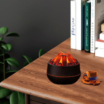 USB Powered Charcoal Fire Humidifier 1pc Home Bedroom Water Replenisher with Colorful Night Light Creating Cozy Atmosphere