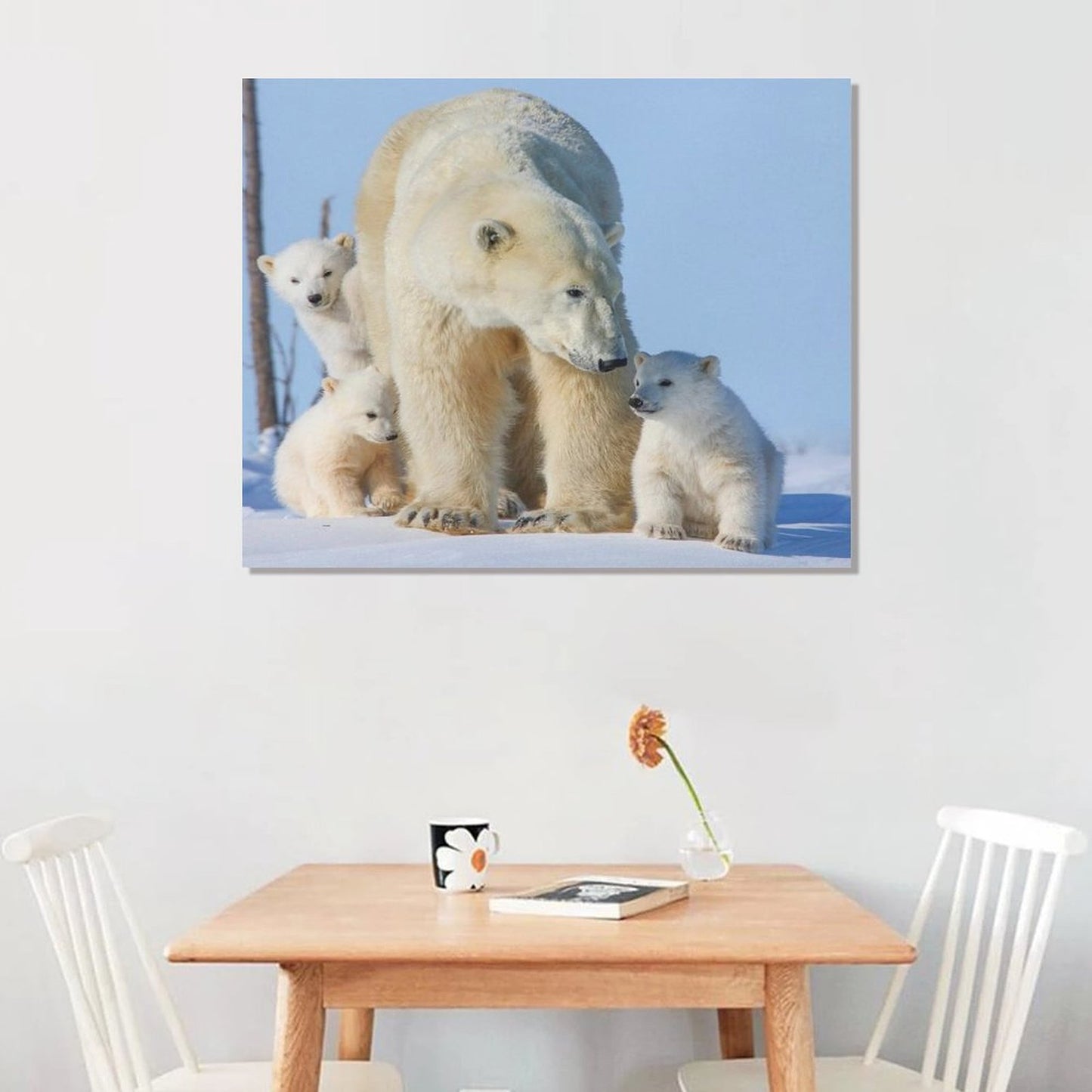 Polar Bear Family Canvas Wall Art – Arctic Wildlife Home Decor